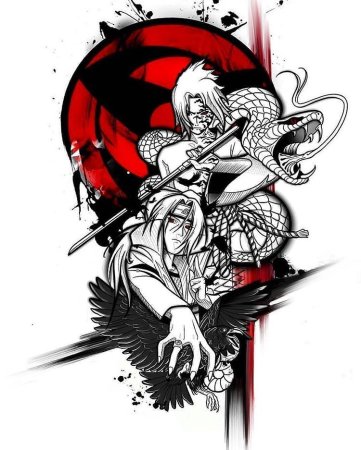 Аниме тату эскизы Наруто Итачи