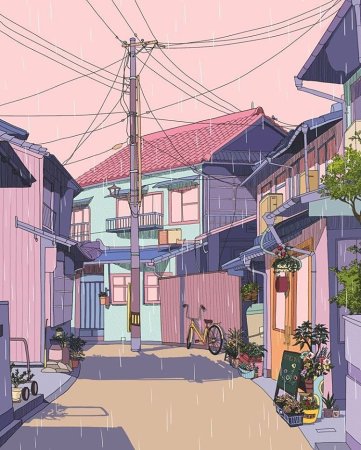 Улица в мультяшном стиле