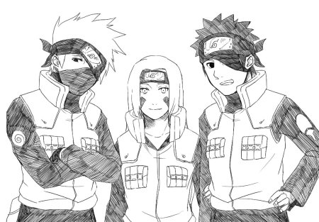 Раскраска аниме Наруто Какаси и Обито