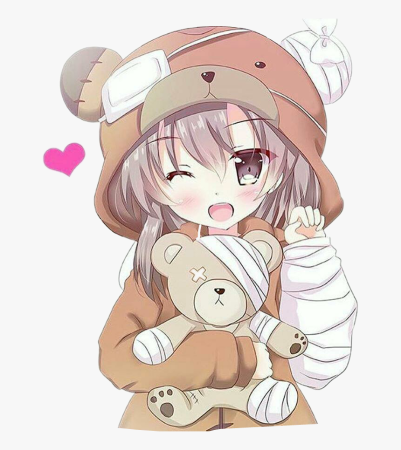Аниме девочка с мишкой