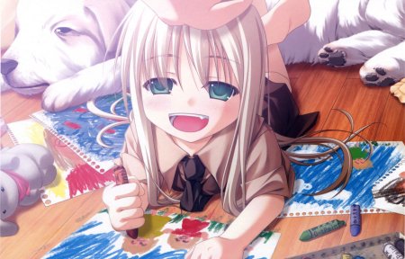 Аниме девочка собака