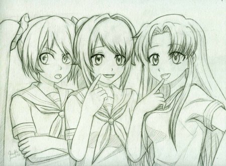 Аниме подружки карандашом