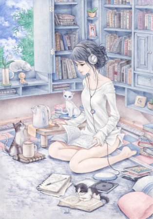 Девушка с книгой арт