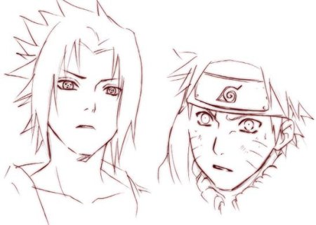 Аниме для срисовки Наруто Саске