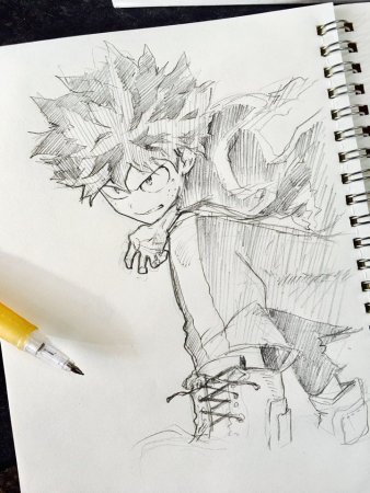 Мидория Манга скетч