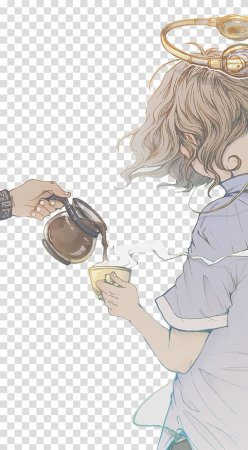 Девушка пьет чай арт