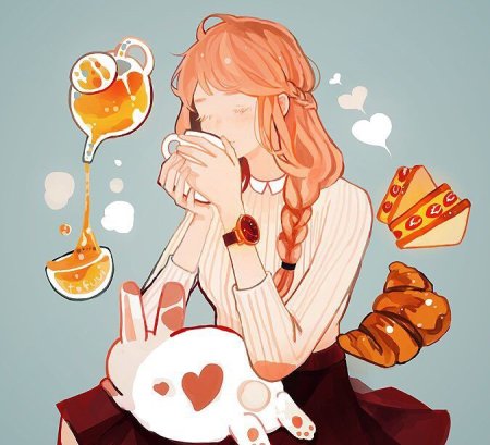 Девушка с чашкой арт