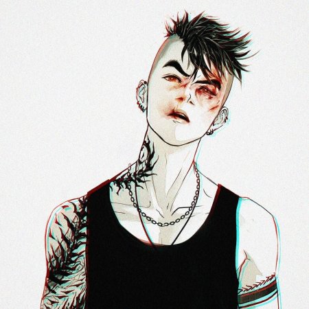 Парень с ирокезом арт