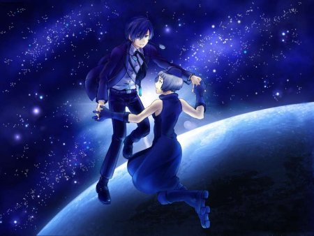 Девушка парень аниме космос