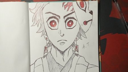Танджиро карандашом для срисовки