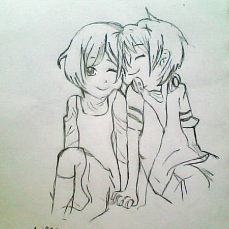 Аниме пары карандашом