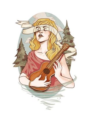 Девушка с укулеле арт