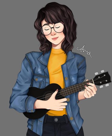 Девушка с укулеле арт