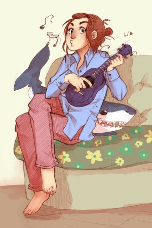 Девочка с укулеле арт