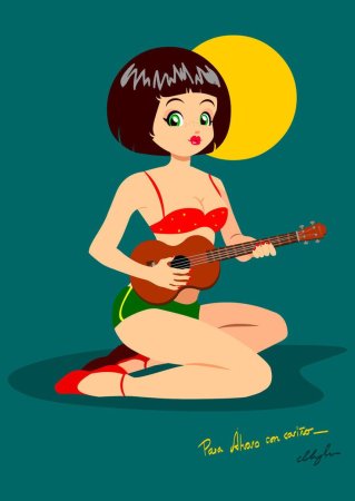 Арты девочка с укулеле