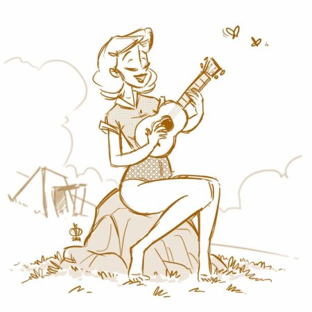 Девочка с укулеле рисунок