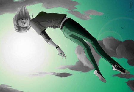 Девочка падает арт