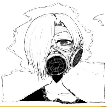Koume Shirasaka в противогазе
