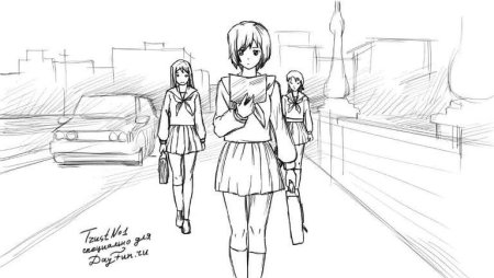 Аниме карандашом ученица