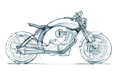 Скетч мотоцикла сбоку