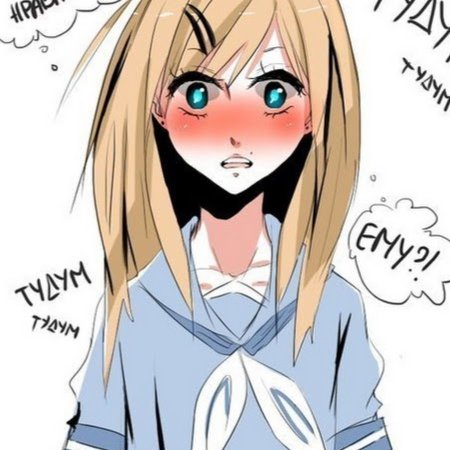 Смущенное лицо аниме девушки