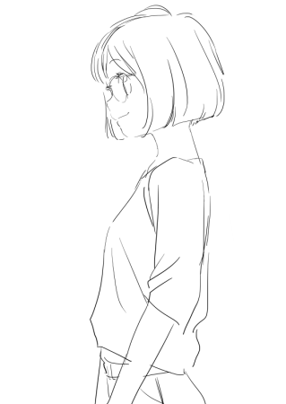 Скетч девушка с каре