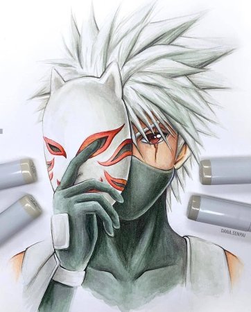 Арт Какаси Хатакэ маркерами