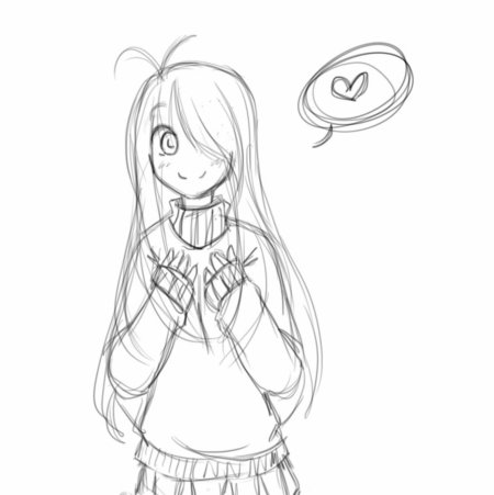 Скетч аниме девушки легко