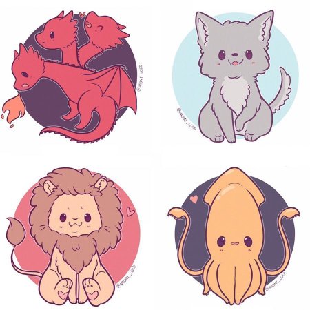 Стикеры Чиби животные Наоми Лорд