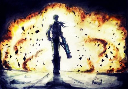 Человек на фоне взрыва арт