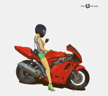 Девушка на мотоцикле рисунок