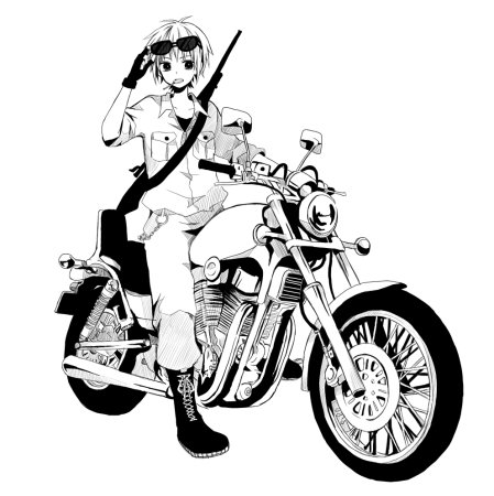 Мотоцикл арт черно белый