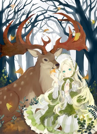 Аниме девушка олень