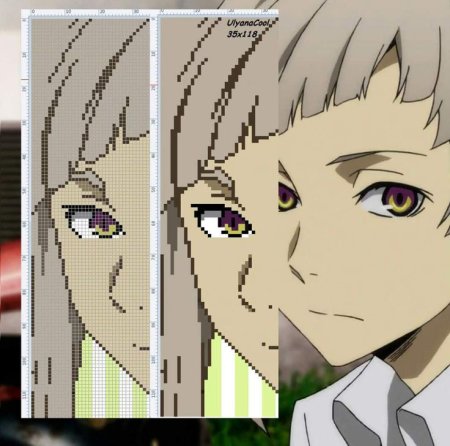 Великий из бродячих псов пиксель арт