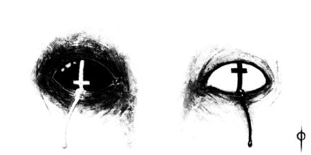 Нарисованный перевернутый крест