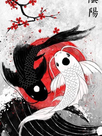 Японские карпы Инь Янь