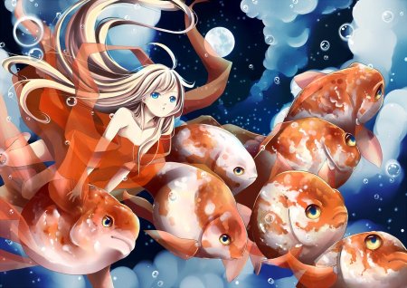 Аниме девочка рыба