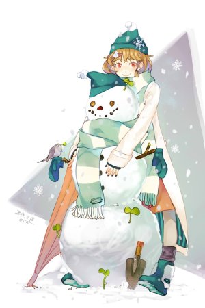Аниме девочка Снеговик