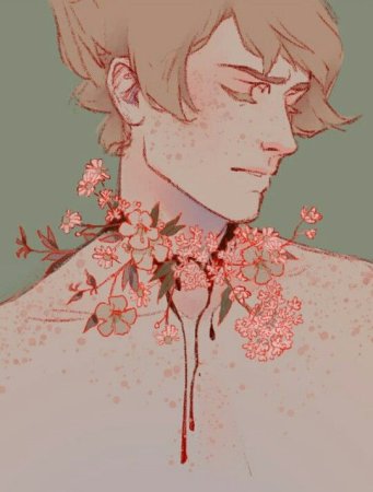 Парень с цветами арт