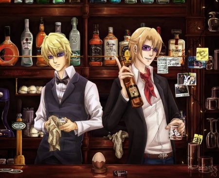 Аниме парень официант