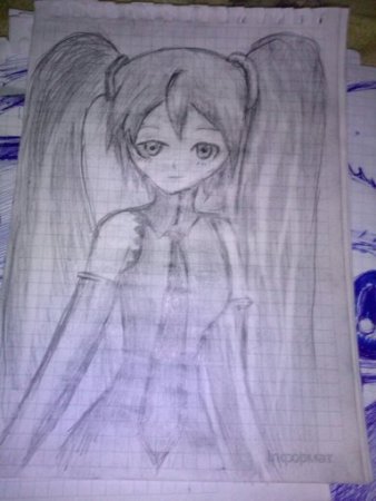 Рисование аниме на листке