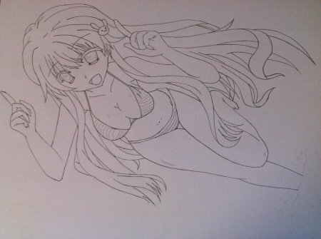 Аниме девушка в купальнике карандашом