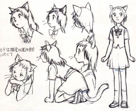 Набросок кота аниме