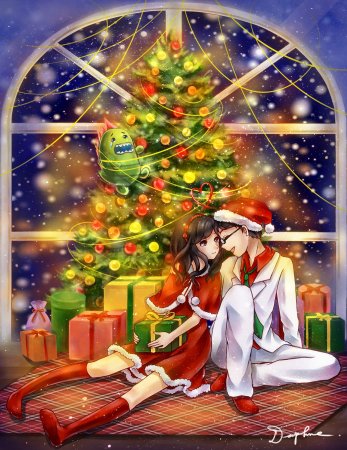 Аниме новый год парень и девушка