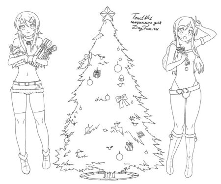 Рисунки на новый год для срисовки карандашом