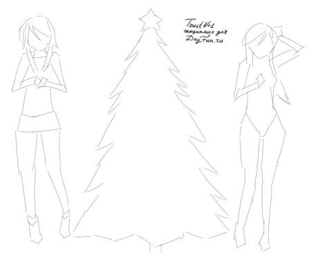 Новогодняя девочка рисунок карандашом