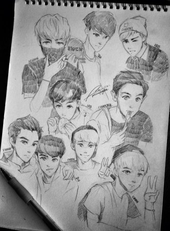 EXO для срисовки карандашом