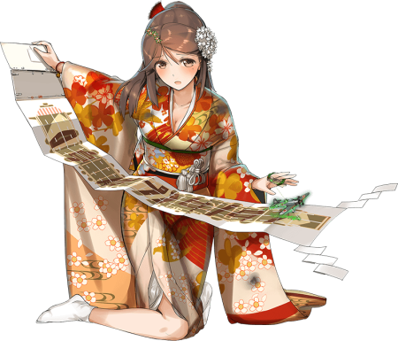 Нарисованная девушка в кимоно