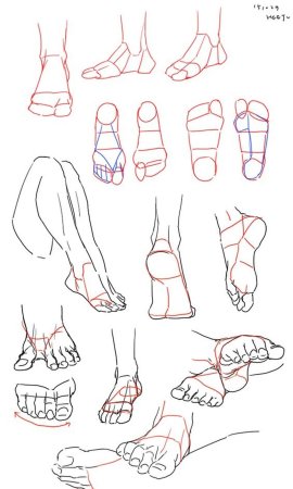 Поэтапное рисование ног