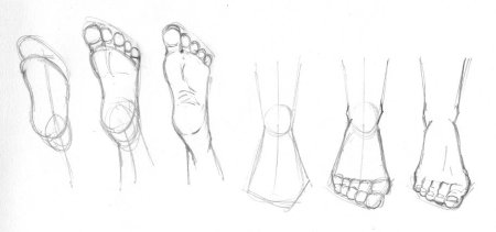 Поэтапное рисование ног
